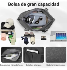 Bolsa deportiva mochila impermeable multibolsillos para gimnasio yoga portátil viaje resistencia máxima almacenamiento compartimentos múltiples diseño fitness moda comodidad - Negro - Ver 5