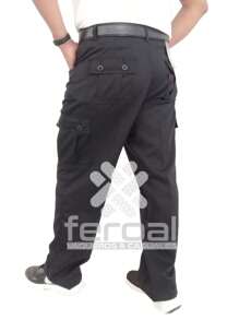 Pantalon cargo con bolsas al costado de gabardina tipo tactico - Negro - Ver 3