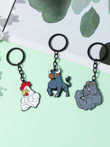 1 件锌合金卡通超级反派小鸡钥匙扣，可爱包包钥匙圈，小狗，钥匙扣礼物 - 彩色 - 查看 10