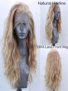 Women Gold Lace Front Wig, Synthetic Lace Front Wig With White Hair, Pre-Plucked Hairline Synthetic Wig For Party