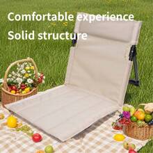 1 pieza Cojín de asiento con respaldo integrado para exteriores, silla plegable para camping y jardín, silla individual portátil para el ocio, para viajes y la playa