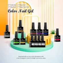MSRUIOO 12pcs Neon Gel Nail Polish Set With Base Coat And Top Coat, Semi-Permanent Nail Art Manicure Soak Off LED Gel Nail Polish - Multicolor - View 6