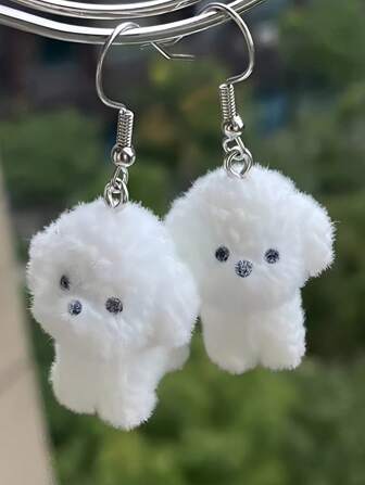 1 Pair Of 3D Cartoon Animal Puppy Pendant Earrings, Suitable For Daily Wear By Women And Girls, Exquisite Animal Accessories, Gifts