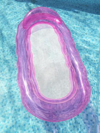 1pc Inflatable Wave Transparent Floating Lounge Chair, Adult Summer Pool And Beach Float, Party Use, Perfect Summer Gift, Swimming Pool Raft Chaise Lounger, Multi-Function Lounger For Adult Vacation Fun And Relaxation Pool Float