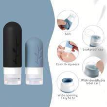 17pcs Silicone Travel Bottles Set - Leakproof Refillable Toiletry Containers For Shampoo, Lotion & Cosmetics | Includes Portable Storage Bag & Mini Spray Keychain | Perfect For Travel, Cruise, Easter Gifts ( Travel Essentials) Back To School - Black Leaves 17pcs - View 9