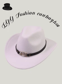 1pc Tie-Dye Letter Casual Bohemian Retro Vintage Elegant Cute Polyester Solid Color Western Cowboy Party Cap, Unisex Fedora Hat For Gathering, Festival, Outdoor Riding