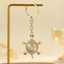 1 Stück und luxuriöser Schlüsselanhänger in Schildkrötenform, süßer europäischer und amerikanischer Stil, bunter Strass-Schmuck, schöner Schlüsselanhänger und Taschendeko für Damen