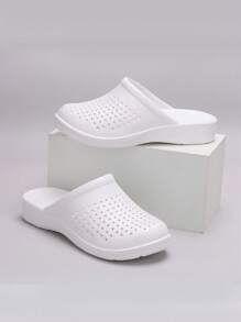 Women's Summer Beach Slippers, EVA Non-Slip Quiet Couples Bathroom Soft Bottom Indoor Flip Flops - White - View 1