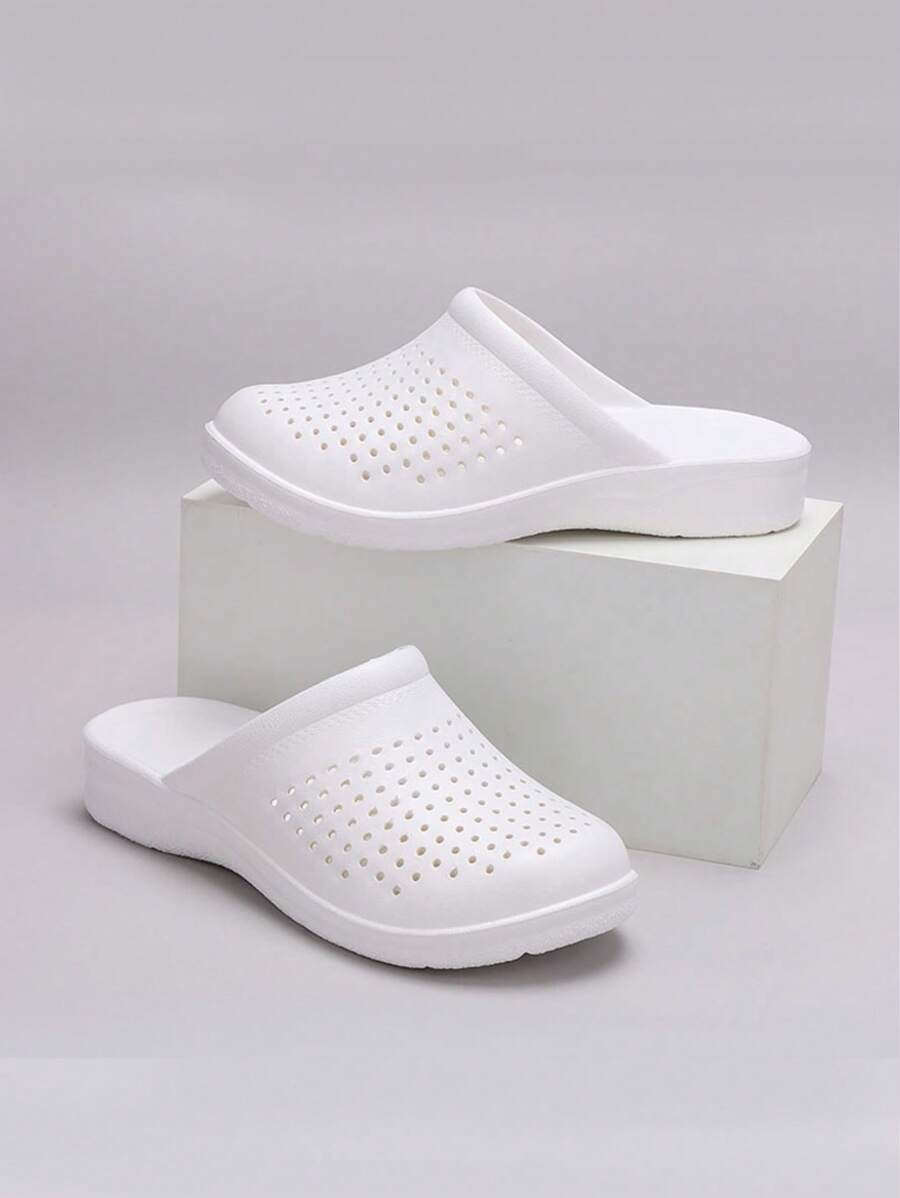 Women's Summer Beach Slippers, EVA Non-Slip Quiet Couples Bathroom Soft Bottom Indoor Flip Flops - White - View 1