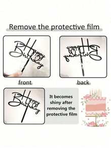 10/20/30 件生日快乐亚克力蛋糕装饰，生日、情人节、派对用品蛋糕装饰，现代字母图形蛋糕装饰，现代字母图形蛋糕顶饰镜面金色亚克力多功能蛋糕装饰装饰，送给家人和朋友的完美纪念礼物 - 彩色 - 查看 7