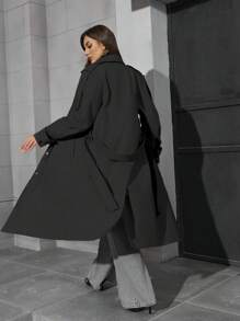 Risissida Women's Long Lightweight Trench Coat With Belt - Fashionable And Versatile Commuter Jacket, Suitable For Autumn/Winter, Casual And Stylish Outerwear - Black - View 4