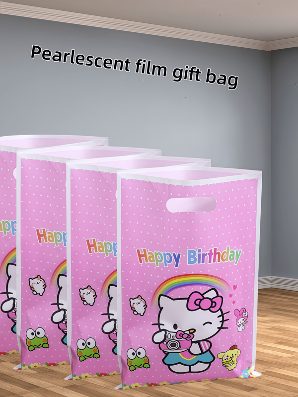 20PCS Sanrio Hello Kitty Pearl Film Gift Bag Birthday Party Decoration Pearl Film Gift Bag PE Bag