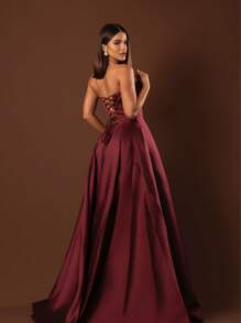 Elegant Strapless Graduation Party Dress Code 110 - Redwood - View 2