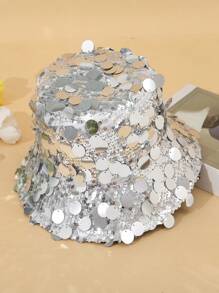1pc Sequin Decor Bucket Hat, Fashionable Colorful Sun Protection Bucket Hat For Men, Spring & Autumn
