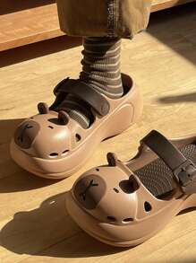 Panda, Capybara Breathable Sandals, Women Outdoor Anti-Slip Slides, Slip-On Casual Sandals For Couples, Cartoon Cute Closed Toe Beach Slippers For Women, Summer - Coffee - View 3