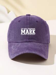 1 pieza Gorra de béisbol fashionable y suave con estampado MARK para mujer, ajustable, sombrero para exteriores transpirable, adecuado para deportes al aire libre, camping, viajes, regalo de vacaciones