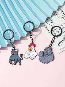 1 件锌合金卡通超级反派小鸡钥匙扣，可爱包包钥匙圈，小狗，钥匙扣礼物 - 彩色 - 查看 12