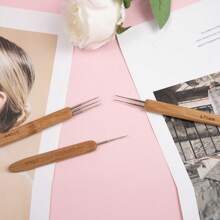 辫子锁钩针工具，辫子发辫针编织钩针用于编织工艺（0.75 毫米） - 杏色 - 查看 10