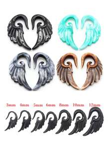 2 piezas de tapones únicos para orejas, expansores y ensanchadores con diseño en espiral de corazón, alas y plumas de acrílico para mujer como joyería corporal - Expansor de oreja - Ver 9