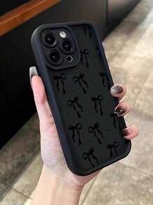 Funda de teléfono con nudo de lazo y diseño simple pintado de negro compatible con 16/15/XR/16 Pro Max/7P 8P/P12 Pro Max/P13 Pro Max/P14 Pro Max/P13/P14/P11/P12/P14, cubiertas suaves anti-caída para XS/S/XS Max/7 8 GES2, A03s, A03 Core, A04, A12, A13, A14, A21s, A22, A23, A24, A32, A33 A34, A5 A51 A52, A53, A54, estuches protectores de teléfono gruesos y con diseños encantadores