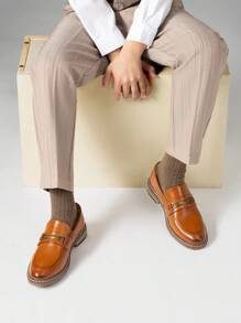 Boys Dress Shoes Slip-On Penny Loafer(Toddler/Little Kid/Big Kid) - 棕色 - 查看 2