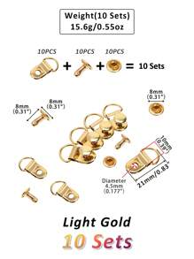 10 Sets Copper D‑Ring Eyelet Buckles With Rivets For Hiking Boots Repair Leather Boot Shoes, Shoe Buckle With Ring For Hats Hiking Boots Climbing Boots, Snap Rivet With D Ring Buckle, Shoe Boot Lace Hooks Buckle Rivets Loop Ring With Rivets, Shoe Boot Buckle