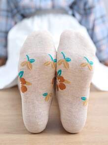 4 Pairs Random Women's Cute Floral Patterned Comfortable Versatile Ankle Socks, Ins Style