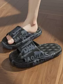 Soft Slippers Unisex Home Slippers Indoor & Outdoor Wear, Black/White, Sizes 48-49, Random Printed Designs
