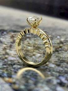 2pcs/Set Luxury Elegant Oval Shape Ring Set For Women Wedding Engagement Party Festival Jewelry Accessories(No Box)