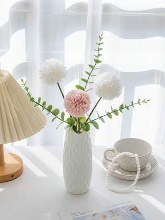 1 件 PE 塑料花盆花瓶和人造花插架，适用于干花和鲜花，桌面装饰花瓶，办公室和家居装饰品