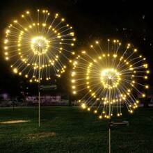2 Packs Solar Lights Outdoor 150/60/200 /120/240/360/480 Solar Lights Dandelion 8 Modes Garden Decoration Solar Fireworks Solar Garden Lights