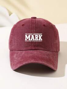 1 pieza Gorra de béisbol fashionable y suave con estampado MARK para mujer, ajustable, sombrero para exteriores transpirable, adecuado para deportes al aire libre, camping, viajes, regalo de vacaciones