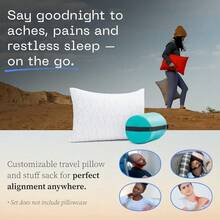 Almohada ajustable original para viajes y camping, almohada pequeña para acampar con bolsa compresible, espuma viscoelástica de fuego medio con funda lavable Lulltra, certificado - Blanco - Ver 2