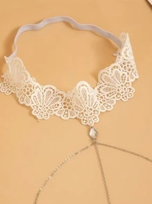 1 pieza Cadena de joya para el muslo con lentejuelas, estilo retro de joyería para la pierna, con flecos y encaje estilo flapper sexy para la playa