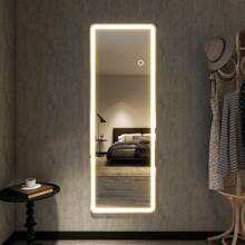 64" X 21" LED Rectangle Full Length Mirror Standing Floor Mirror With Safe Corners,White
