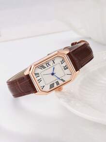 Relógio de quartzo vintage feminino, mostrador quadrado minimalista de alta qualidade, presente de aniversário
