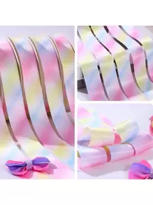 1 pieza Cinta de poliéster arcoíris multicolor de 3m, cinta con estampado degradado por transferencia de calor para accesorios de cabello, ropa y accesorios decorativos - Multicolor - Ver 6