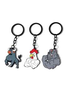 1 件锌合金卡通超级反派小鸡钥匙扣，可爱包包钥匙圈，小狗，钥匙扣礼物 - 彩色 - 查看 11