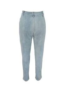 Pantalon long en jean slim unicolore pour femmes, élastique slim, pantalon de bureau pour femmes, pantalon décontracté avec boutons pour femmes en automne, avec poches, pour la remise des diplômes, les vacances, coupe régulière longue pour femmes, vêtements de rentrée scolaire, port quotidien décontracté, pantalon mignon pour femmes - Bleu azur - Voir 4