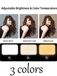 1 pezzo Luce ricaricabile a molletta per video/foto con 3 modalità di illuminazione, luce per telefono, adatta per trucco, live streaming, conferenze zoom, compatibile con e Android, ideale per vacanze estive, registrazione audio/video, interviste, gaming e live streaming con mini microfono