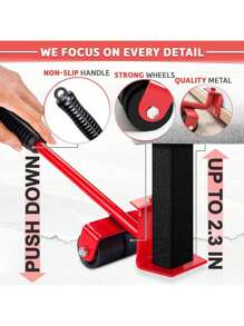 5Pcs/Set Furniture Mover Tool Set With Bar Furniture Mover Lifter With Wheel Professional Moving Tool Heavy Furniture Moving Sliders Appliance Rollers Heavy Duty Furniture Lifter And Sliders Kit Furniture Movers Sliders Appliance Movers - Multicolor - View 6