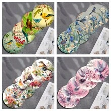 4 件/套鸟类系列 - 彩色鸟类图案主题 - 彩色印刷木制耐热杯垫，适合感恩节、圣诞节、万圣节装饰、礼物和节日派对