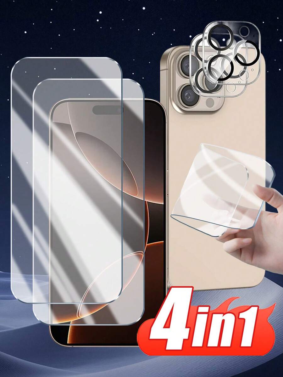 4-In-1 Set: 2pcs Apple Camera Lens Protector & 2pcs Lens Film, High Definition, Waterproof, Anti-Fingerprint, Anti-Drop, Anti-Collision, 9H Hardness, Compatible With IPhone 11/12/13/14/15/16/16 Pro/16 Plus/16 Pro Max