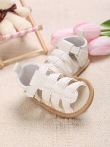 1 Pair White Summer PU Rubber Sole Anti-Slip Sandals For 0-1 Year Old Infant - White - View 1