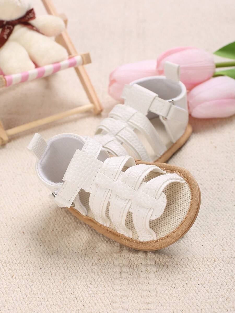 1 Pair White Summer PU Rubber Sole Anti-Slip Sandals For 0-1 Year Old Infant - White - View 1