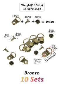 10 Sets Copper D‑Ring Eyelet Buckles With Rivets For Hiking Boots Repair Leather Boot Shoes, Shoe Buckle With Ring For Hats Hiking Boots Climbing Boots, Snap Rivet With D Ring Buckle, Shoe Boot Lace Hooks Buckle Rivets Loop Ring With Rivets, Shoe Boot Buckle