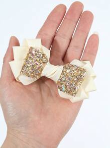 2 件装女童时尚蝴蝶结发夹，儿童闪光鳄鱼夹蝴蝶结发夹，幼儿可爱发饰派对礼物