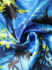 2pcs Young Boy Palm Tree Print Short Sleeve Top & Shorts Pajama Set - Multicolor - View 5