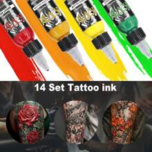 1.01 Fl Oz/30ml Tattoo Ink, Professional Tattoo Pigment, 7/14 Colors Tattoo Ink Set, Professional Tattoo Pigment Set, Professional Grade, Unscented, Multi-Purpose Ink Set, Tattoo Ink, Ink Set, Dynamic Ink, Ink Collection - Multicolor - View 4
