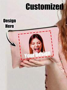 Custom Face Pouch Cosmetic Bag With Photo Picture Customized Friend's/Family's/Your Own Face-Personalized Photo Collage Tote Bag-Gift For Girlfriend/Wife, Valentines Gift, Customized Bag,Custom Print Tote With Photo Of Family Friend Pets